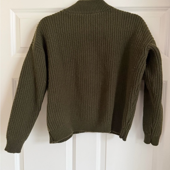 Sezane Lucas Sweater Ribbed Khaki Cotton Wool Sz S - Picture 5 of 11
